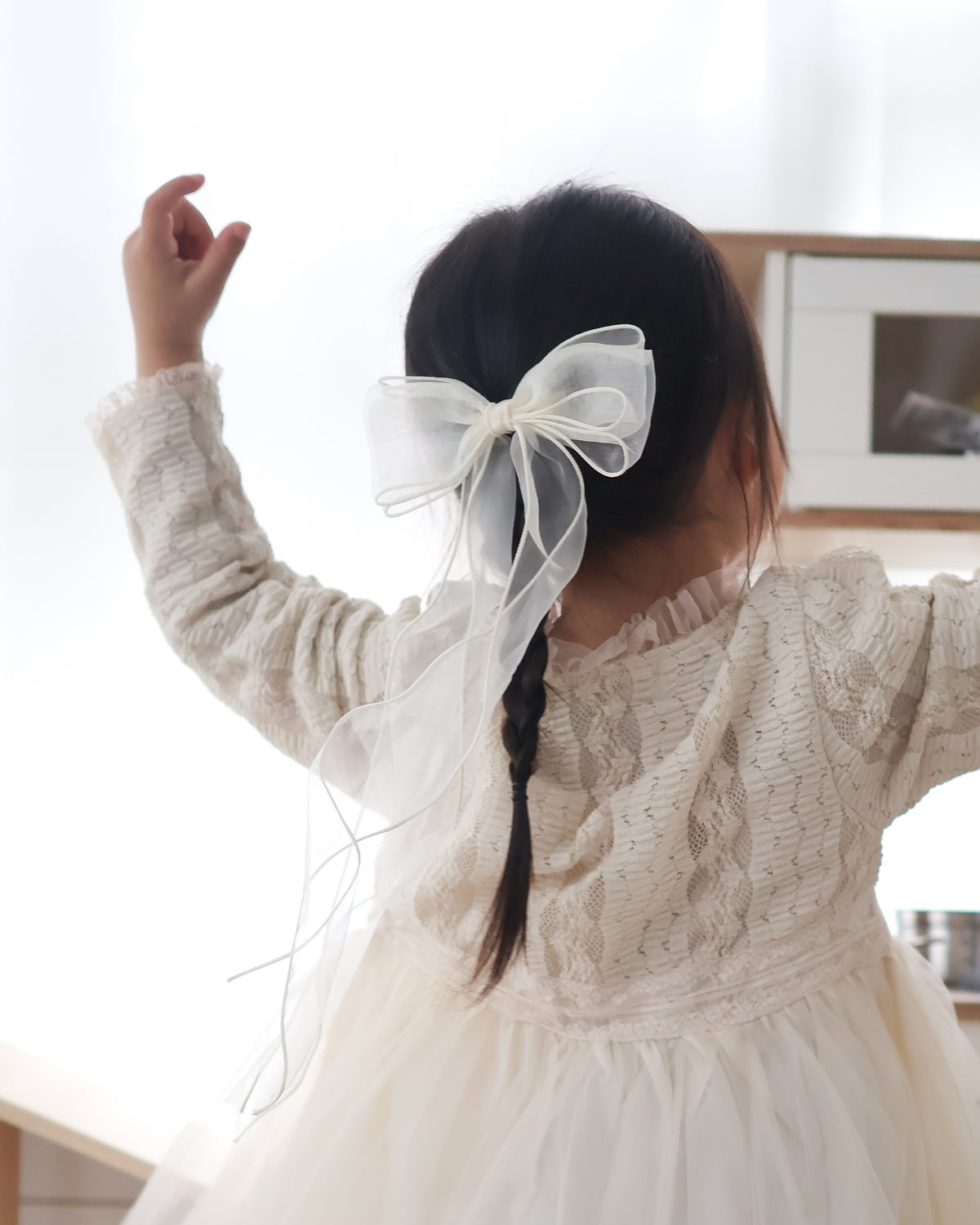 Organza Long Ribbon Hair Clip