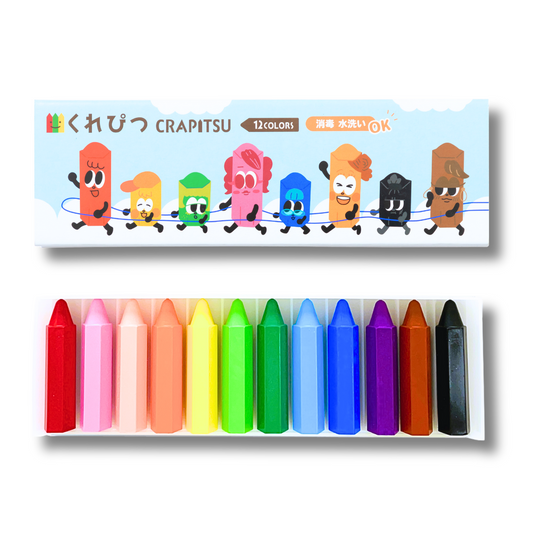 日本職人製12色蠟筆組 | Crapitsu兒童專用安全畫筆（加贈畫簿）