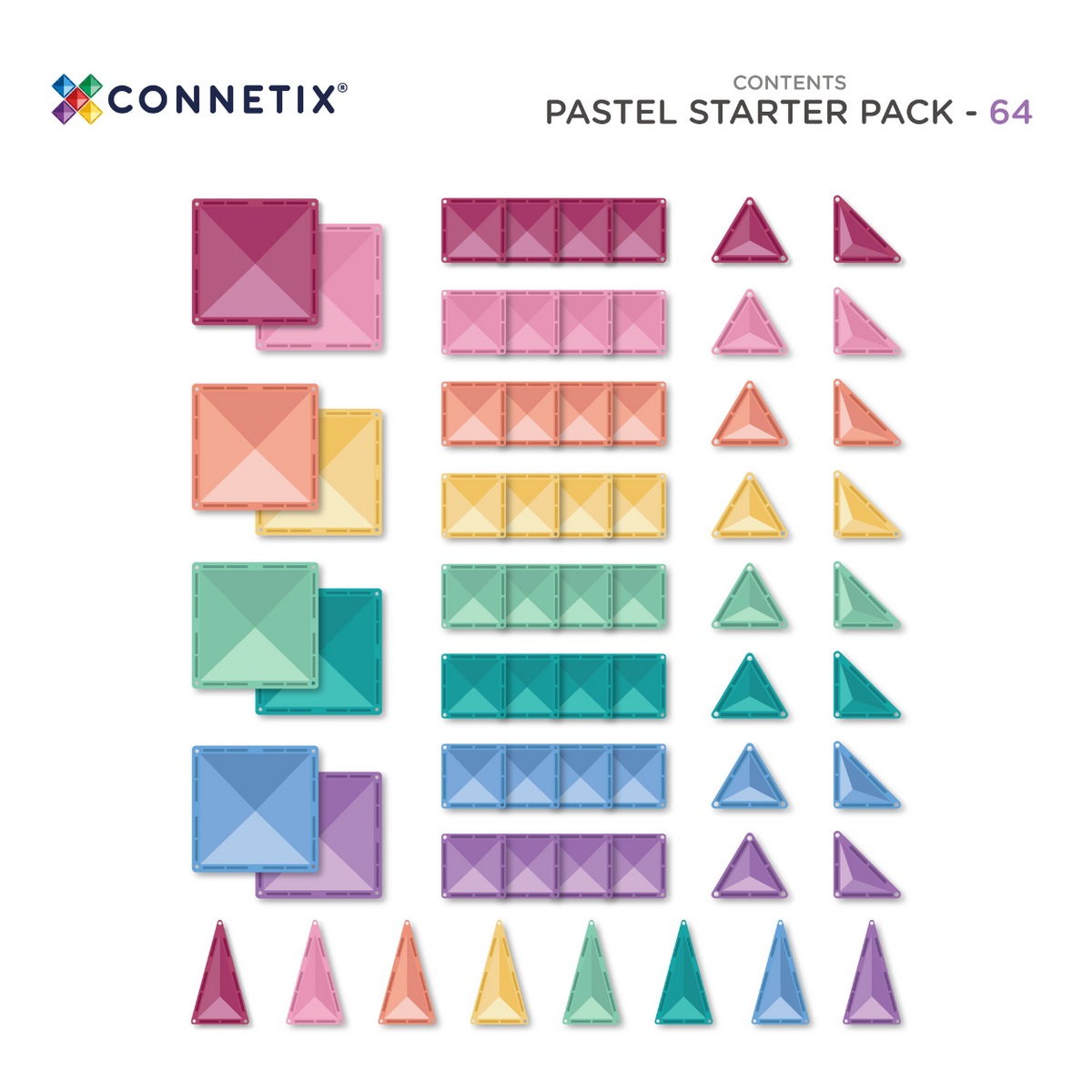 CONNETIX磁力片莫蘭迪粉嫩系列入門組 (64片)